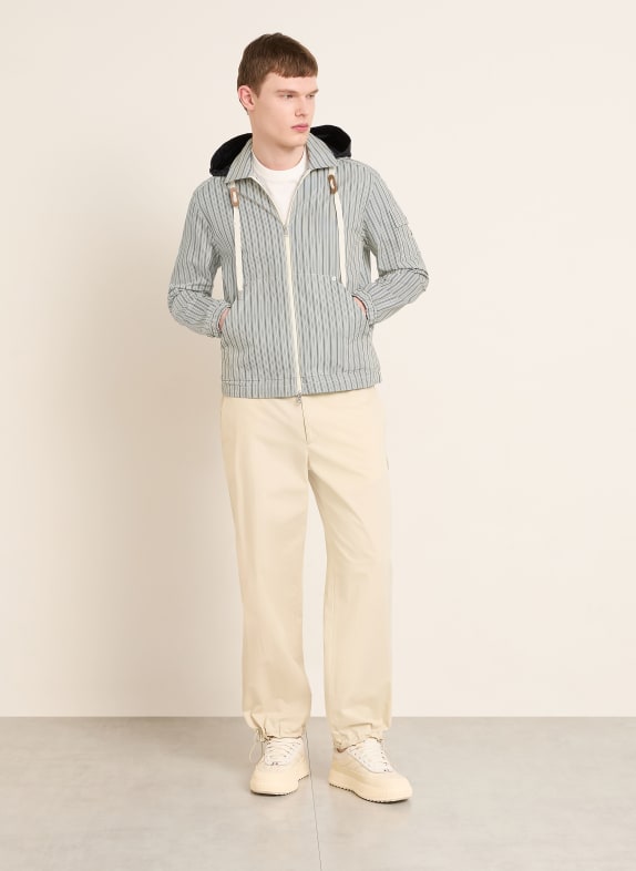 MONCLER Overjacket HAVAS mit abnehmbarer Kapuze BLAU / WEISS
