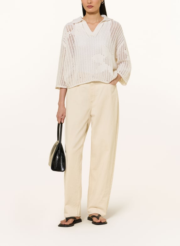 FTC CASHMERE Trui met kasjmier en 3/4-mouwen ECRU