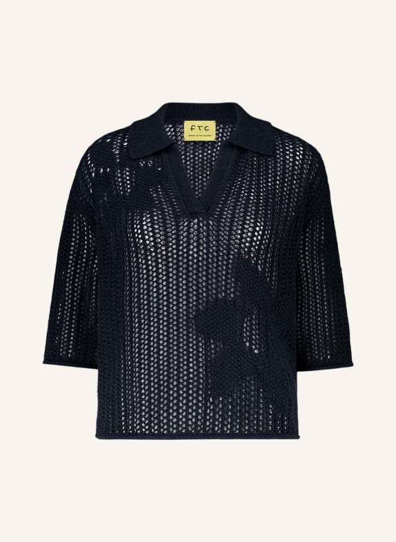 FTC CASHMERE Trui met kasjmier en 3/4-mouwen DONKERBLAUW