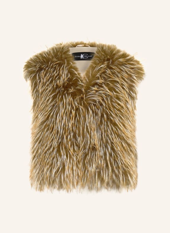 LUISA CERANO Faux fur vest GREEN / DARK YELLOW