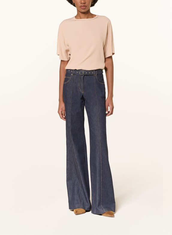 LUISA CERANO Blusenshirt im Materialmix HELLBRAUN