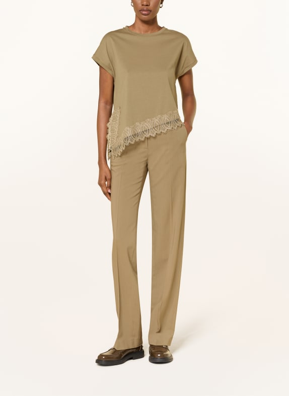LUISA CERANO T-shirt med blonder OLIVEN