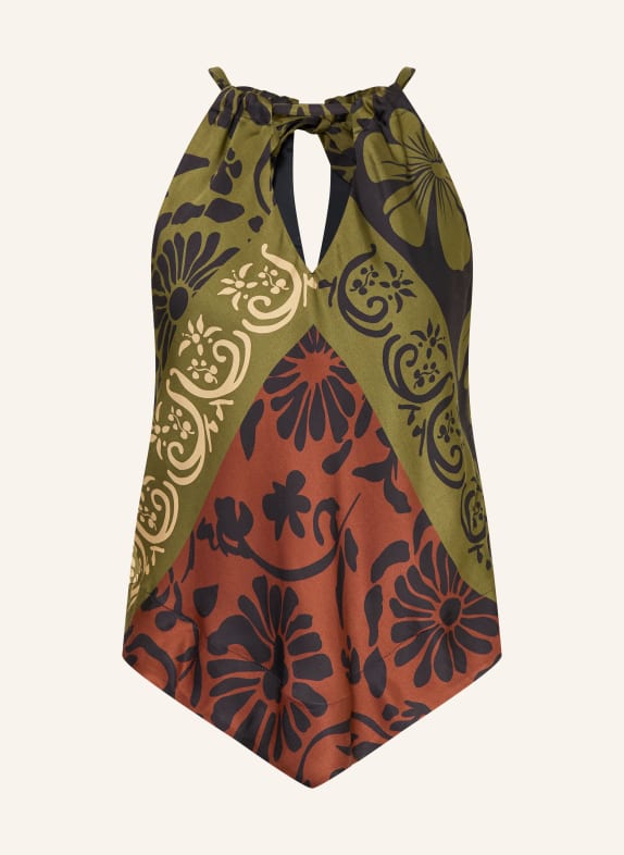 LUISA CERANO Blouse top GREEN / DARK RED / DARK BLUE