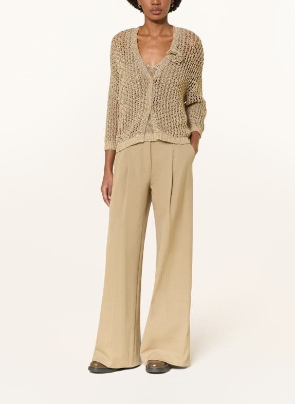LUISA CERANO Strickjacke aus Leinen mit Glitzergarn BEIGE