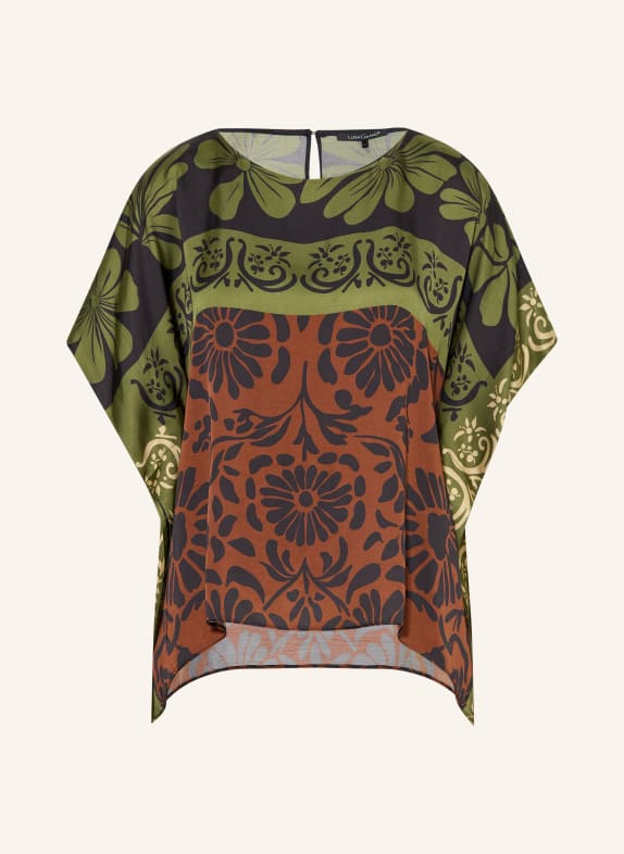 LUISA CERANO Satin blouse GREEN / DARK RED / DARK BLUE
