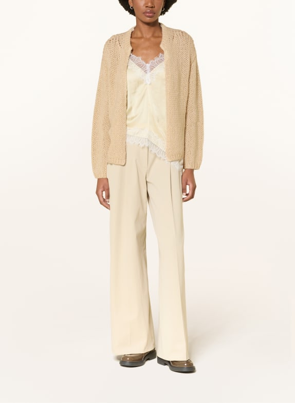 LUISA CERANO Stickad Cardigan med alpacka KAMEL