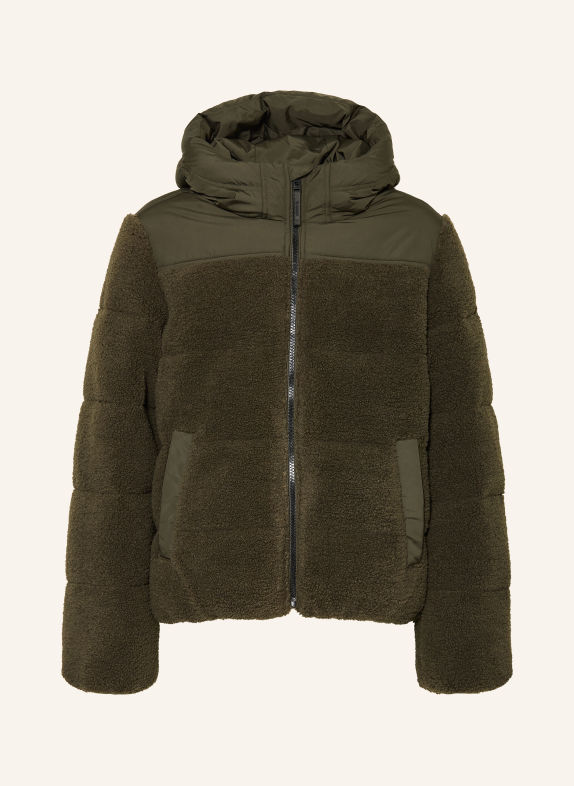 GARCIA Teddyfell-jas in materiaalmix KAKI