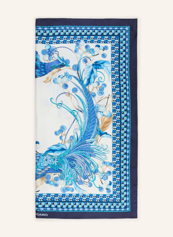 FERRAGAMO Seidentuch WEISS / DUNKELBLAU / BLAU