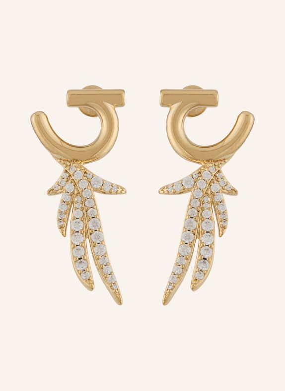 FERRAGAMO Ohrstecker PIUMA GOLD / WEISS