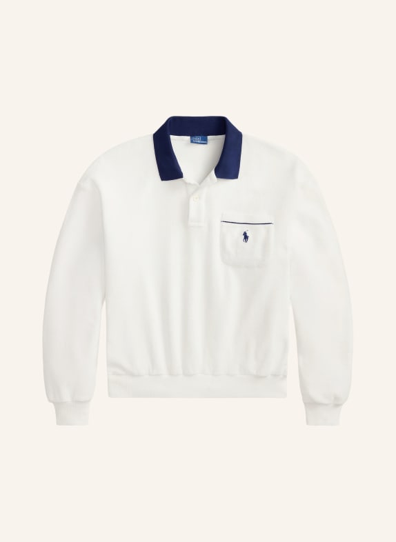 POLO RALPH LAUREN Frottee-Poloshirt WEISS / DUNKELBLAU