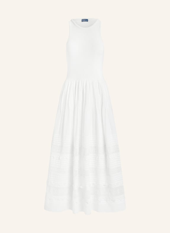 POLO RALPH LAUREN Jurk van verschillende materialen met opengewerkte kant WIT