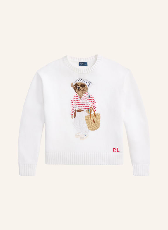POLO RALPH LAUREN sweter BIAŁY / BRĄZOWY / CZERWONY