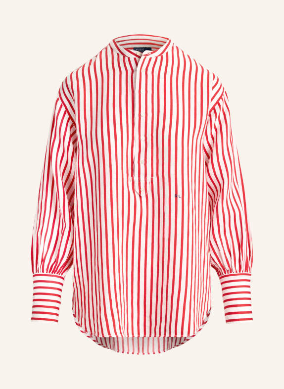 POLO RALPH LAUREN Blusenshirt aus Leinen ROT / WEISS