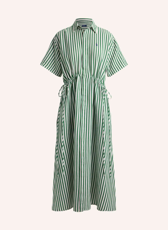 POLO RALPH LAUREN Linen shirt dress GREEN / WHITE