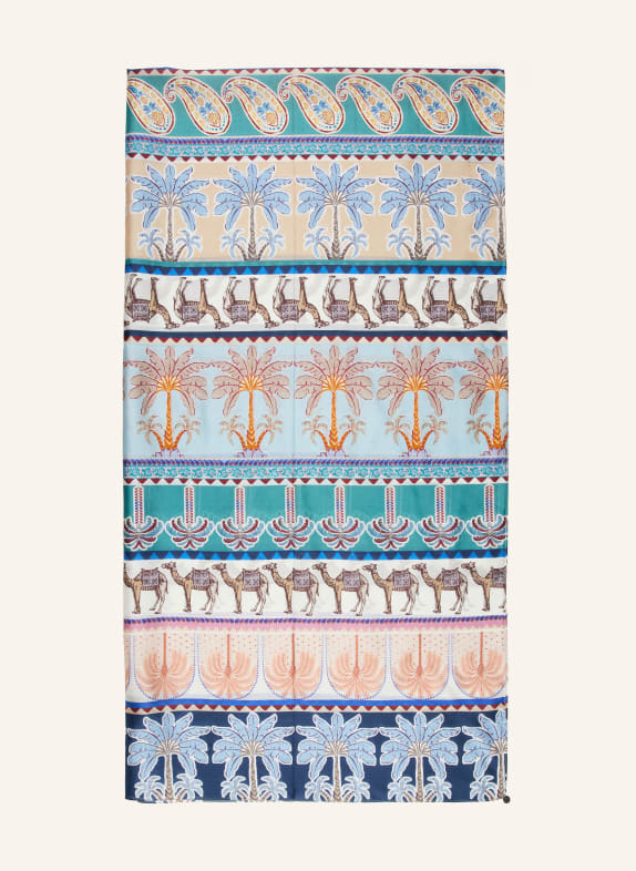 CODELLO Seidenschal HELLBLAU / DUNKELROT / ORANGE