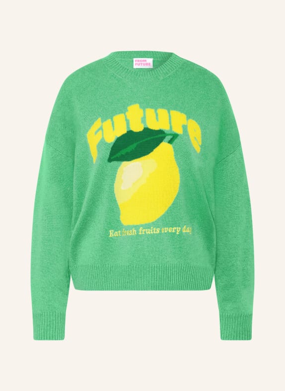 FROM FUTURE Cashmere-Pullover GRÜN / GELB