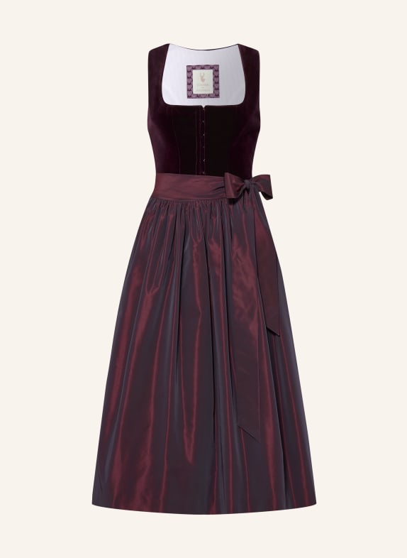 Johann & Johanna Dirndl dans un mélange de matières ROUGE FONCÉ