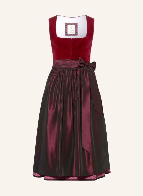 Johann & Johanna Dirndl im Materialmix ROT / DUNKELROT