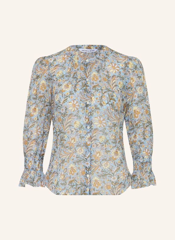 Veronica Beard Blouse ASHLYNN met 3/4-mouwen BLAUWGRIJS / LICHTGEEL / KAKI