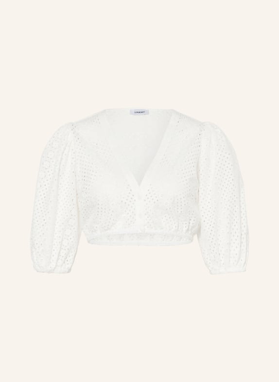 LIMBERRY LINA dirndl blouse in openwork lace with 3/4 sleeves WHITE