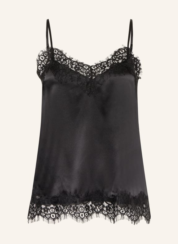darling harbour Top en satin et dentelle BLACK