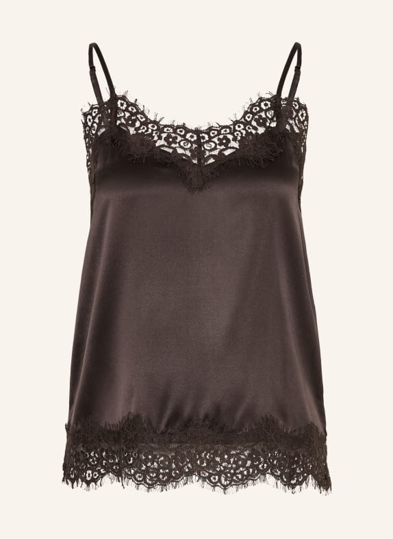 darling harbour Seidentop aus Satin mit Spitze ESPRESSO