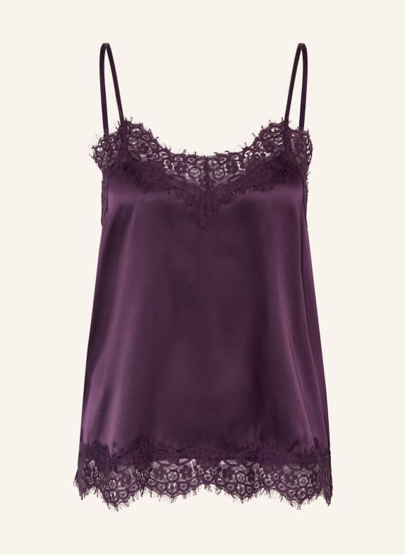 darling harbour Seidentop aus Satin mit Spitze BLUEBERRY