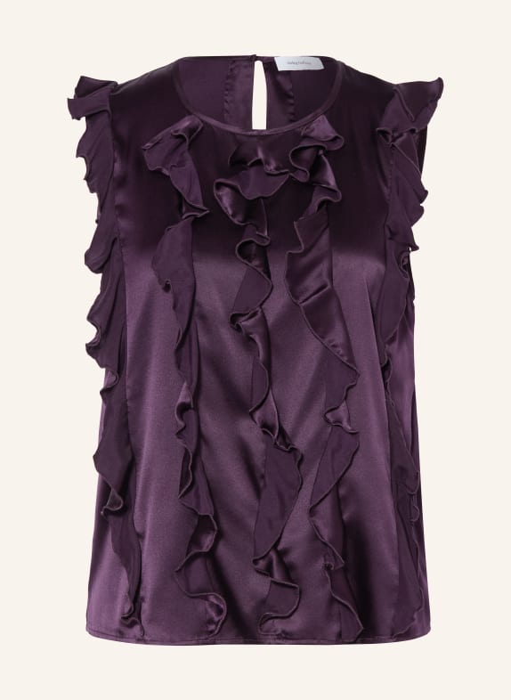 darling harbour Top en soie à volants BLUEBERRY