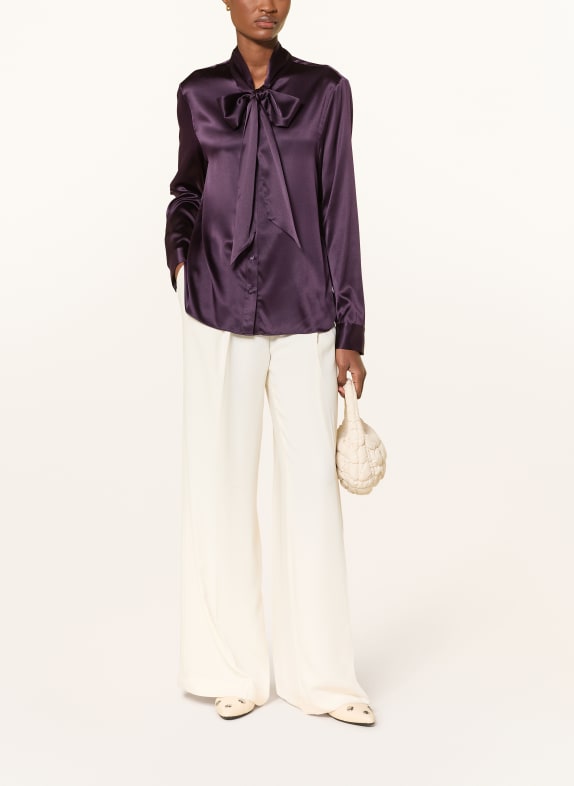 darling harbour Sløjfebluse i silke BLUEBERRY