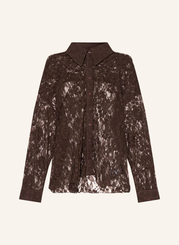 darling harbour Hemdbluse aus Spitze DARK BROWN
