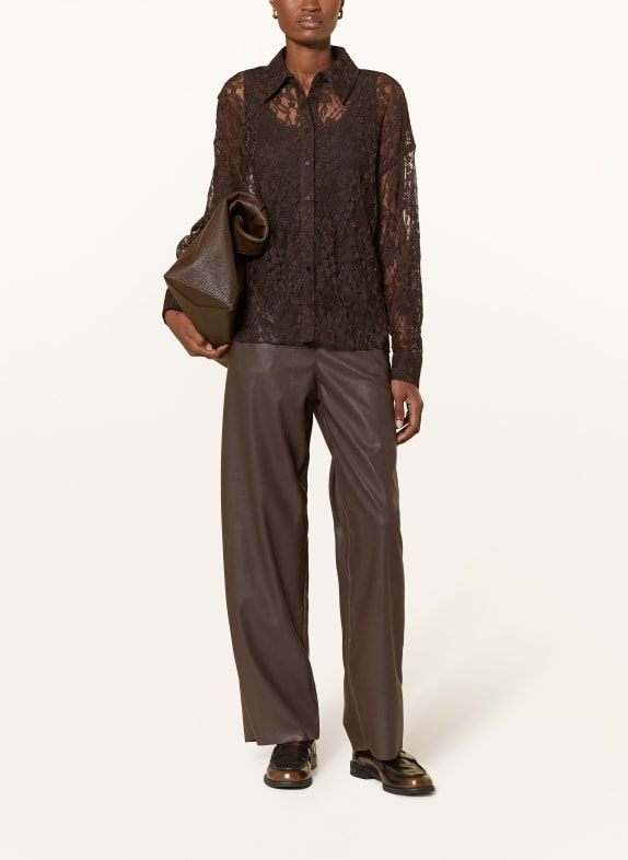 darling harbour Hemdbluse aus Spitze DARK BROWN