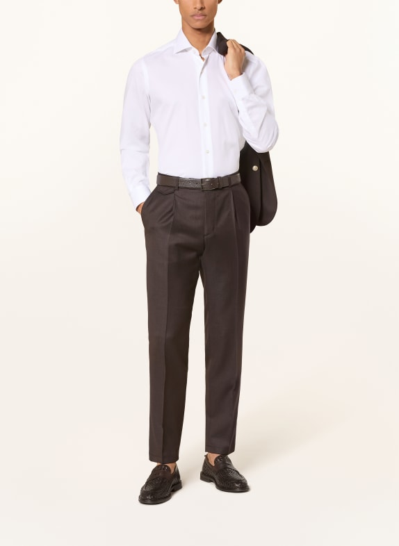 BARBA NAPOLI Piqué-overhemd, slim fit WIT