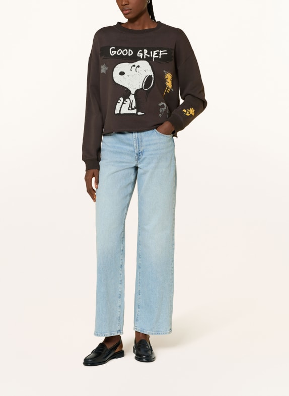 FrogBox Sweatshirt met pailletten MARRON FONCÉ / WIT