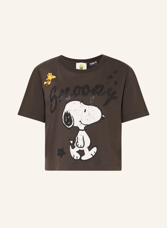 FrogBox T-shirt à paillettes MARRON FONCÉ / BLANC / NOIR