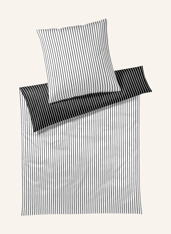 elegante Linge de lit LINED réversible BLANC / NOIR