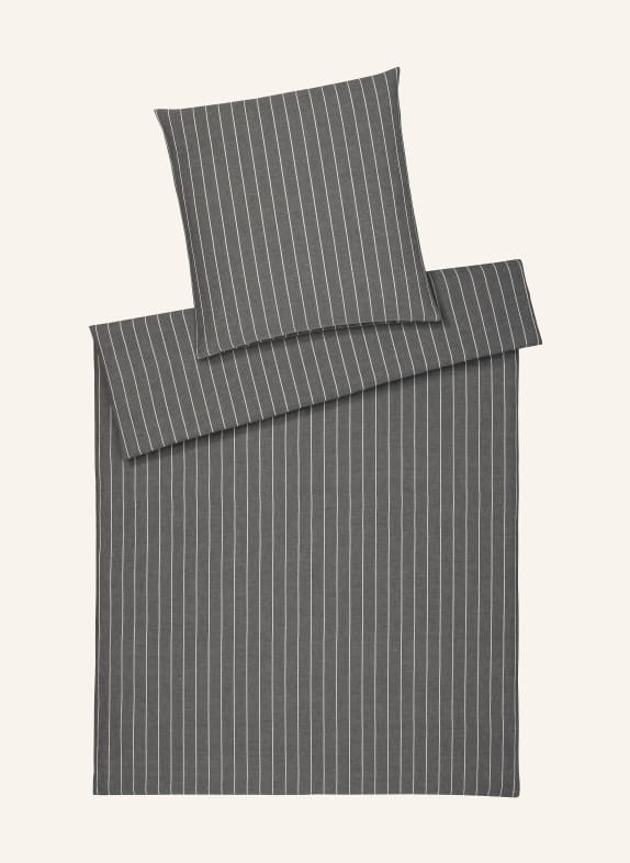 elegante Linge de lit HUMBLE avec lin GRIS FONCÉ / BLANC