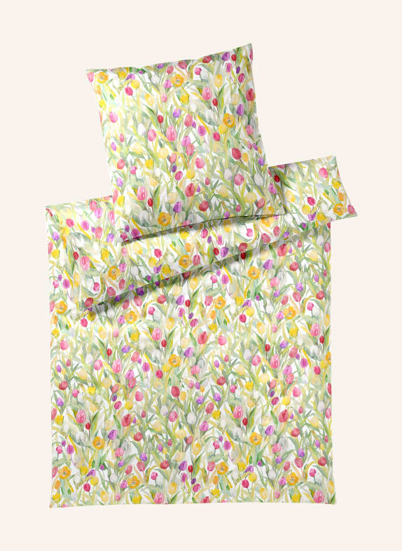 elegante Linge de lit TULPEN CRÈME / ROSE FUCHSIA / VERT CLAIR