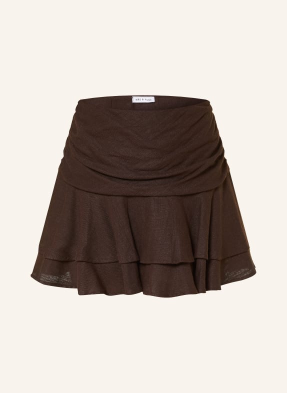 MRS & HUGS Skort z lnu TMAVĚ HNĚDÁ