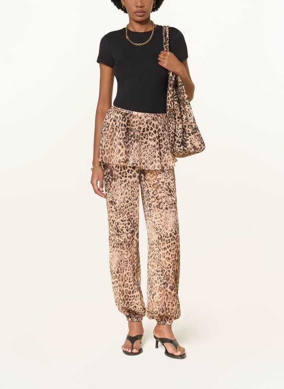 MRS & HUGS Broek met volants BEIGE / MARRON FONCÉ
