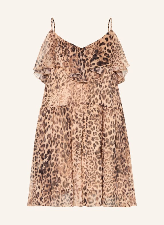 MRS & HUGS Jurk met volants BEIGE / MARRON FONCÉ