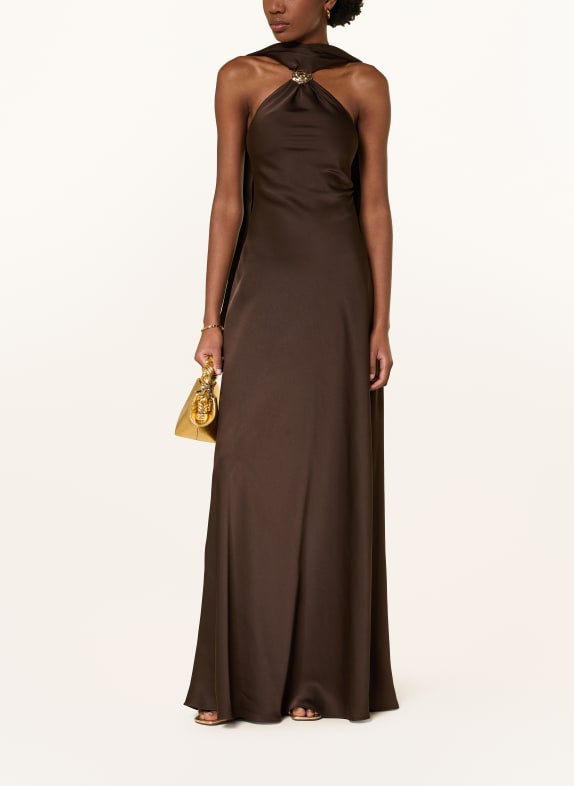 MRS & HUGS Satinkleid DUNKELBRAUN