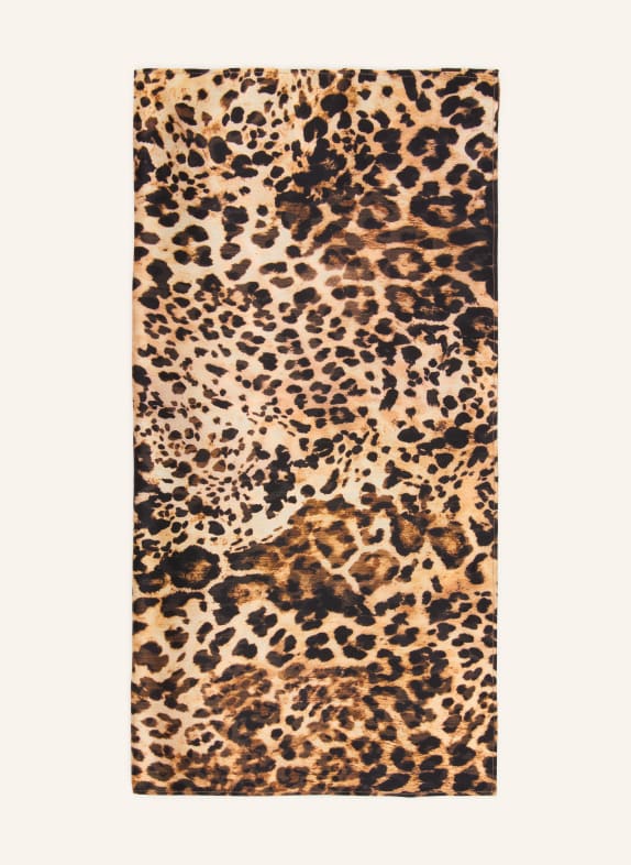 MRS & HUGS hedvábný šátek ČERNÁ / SVĚTLE HNĚDÁ / HNĚDÁ