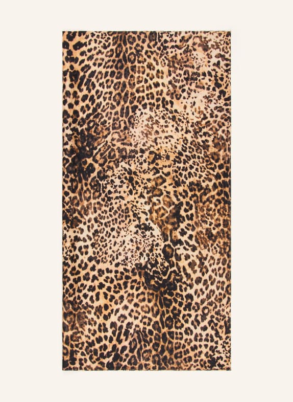 MRS & HUGS foulard en soie NOIR / MARRON CLAIR / MARRON