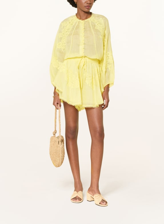 MRS & HUGS Blouse met kant LICHTGEEL