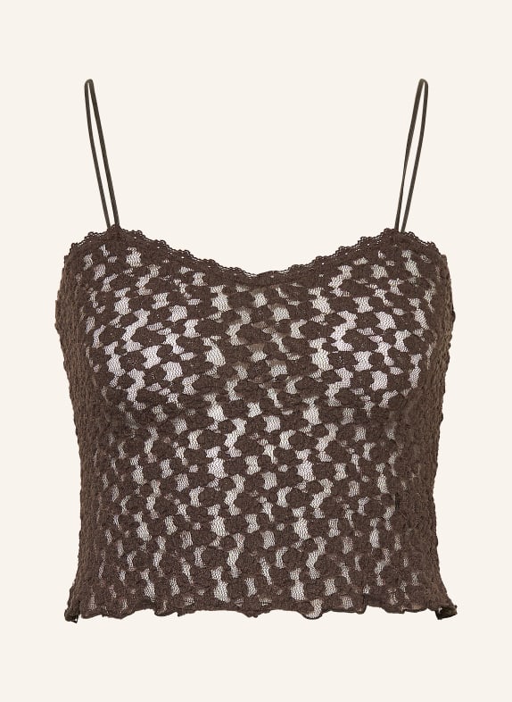 MRS & HUGS Krótki sweter z dzianiny CIEMNOBRĄZOWY