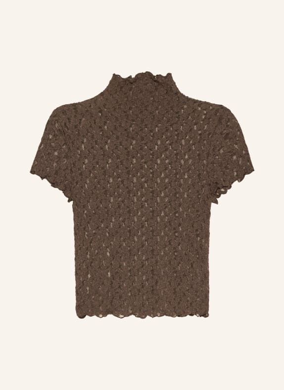 MRS & HUGS Bluzka z koronki CIEMNOBRĄZOWY