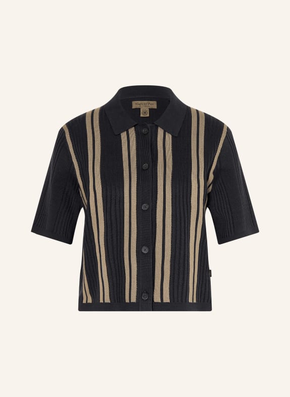 Marc O'Polo chemisier en tricot BLEU FONCÉ / CHAMEAU