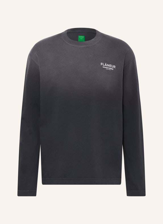 FLÂNEUR T-shirt à manches longues oversize SOUND &amp; DESIGN GRIS FONCÉ / GRIS / BLANC