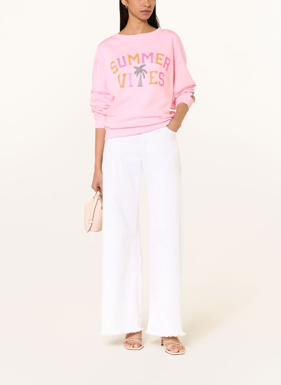 miss goodlife Oversized-sweatshirt met strass-steentjes ROZE / NEONROZE / NEONORANJE