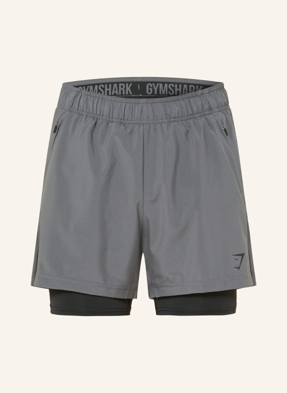 GYMSHARK 2-in-1-Trainingsshorts SPORT DUNKELGRAU